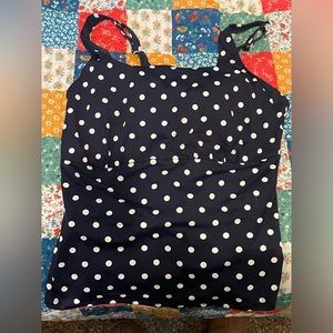 Lands End Navy Polka Dot Underwire Swim tank. Never worn. 16wDDD